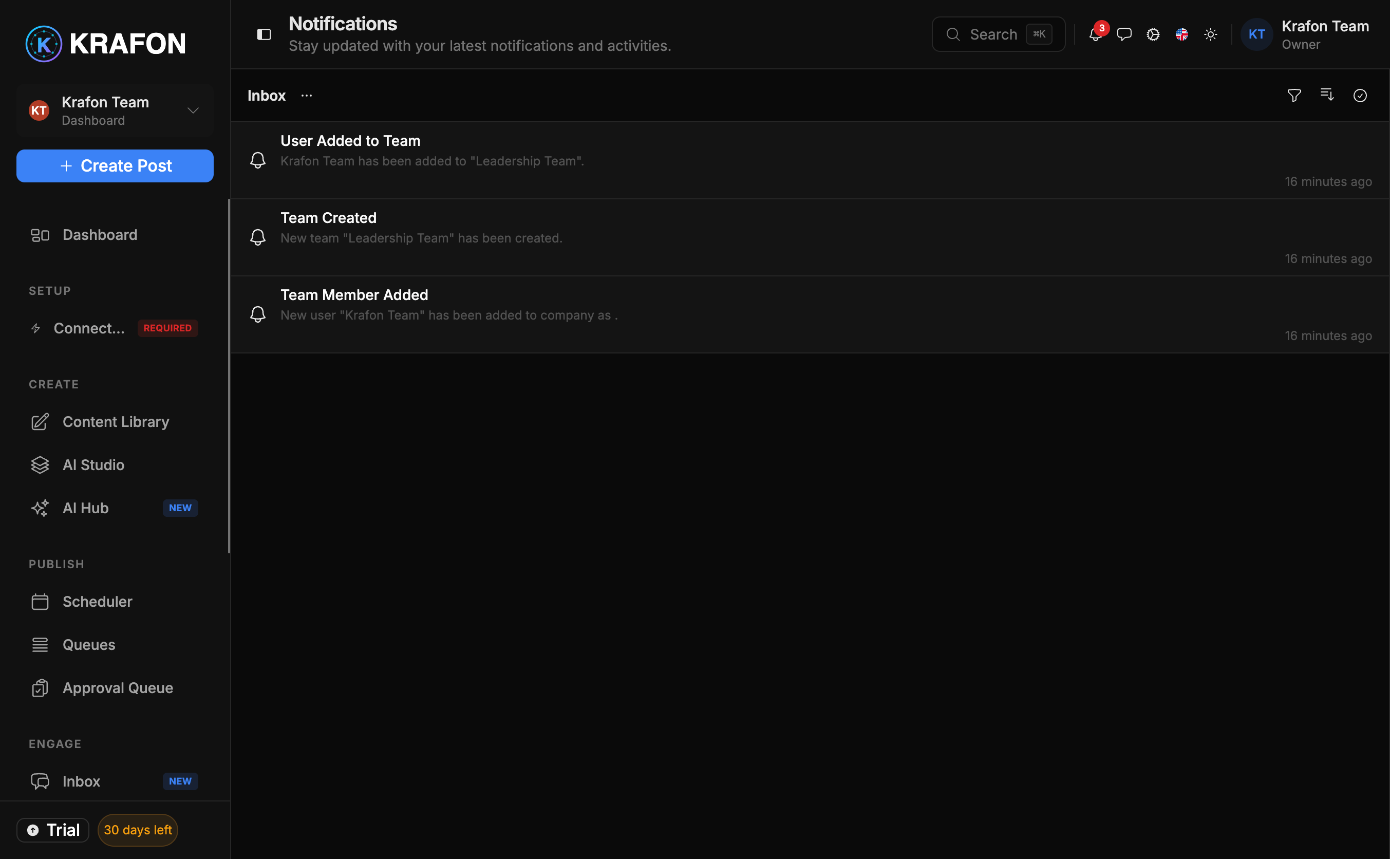 The Notifications center