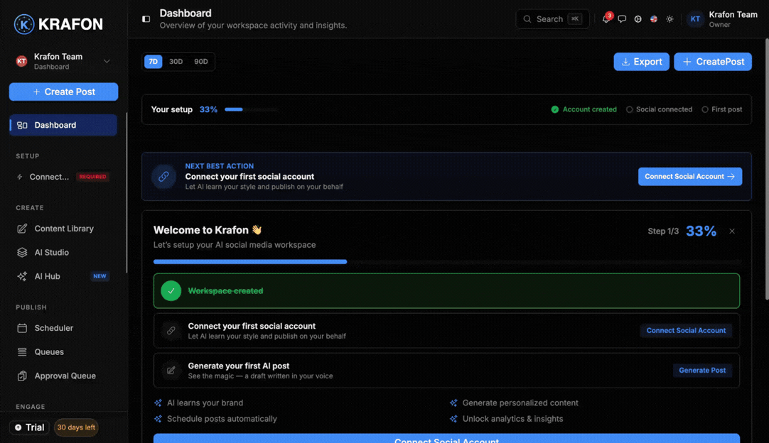 The General settings page