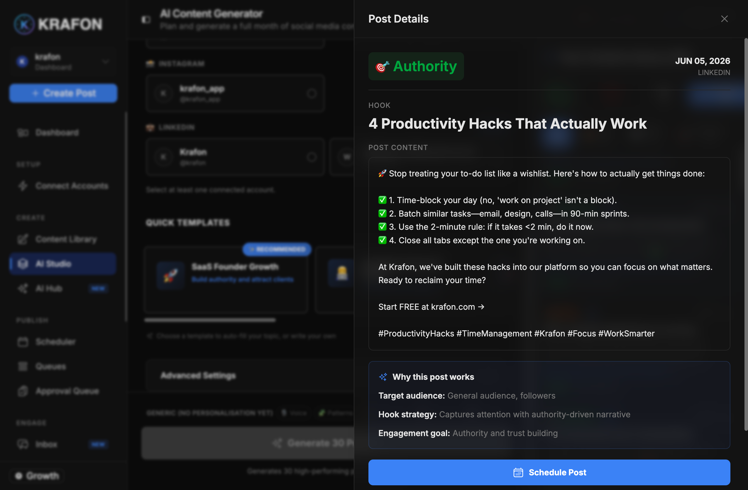 Drafter submitting a post for approval