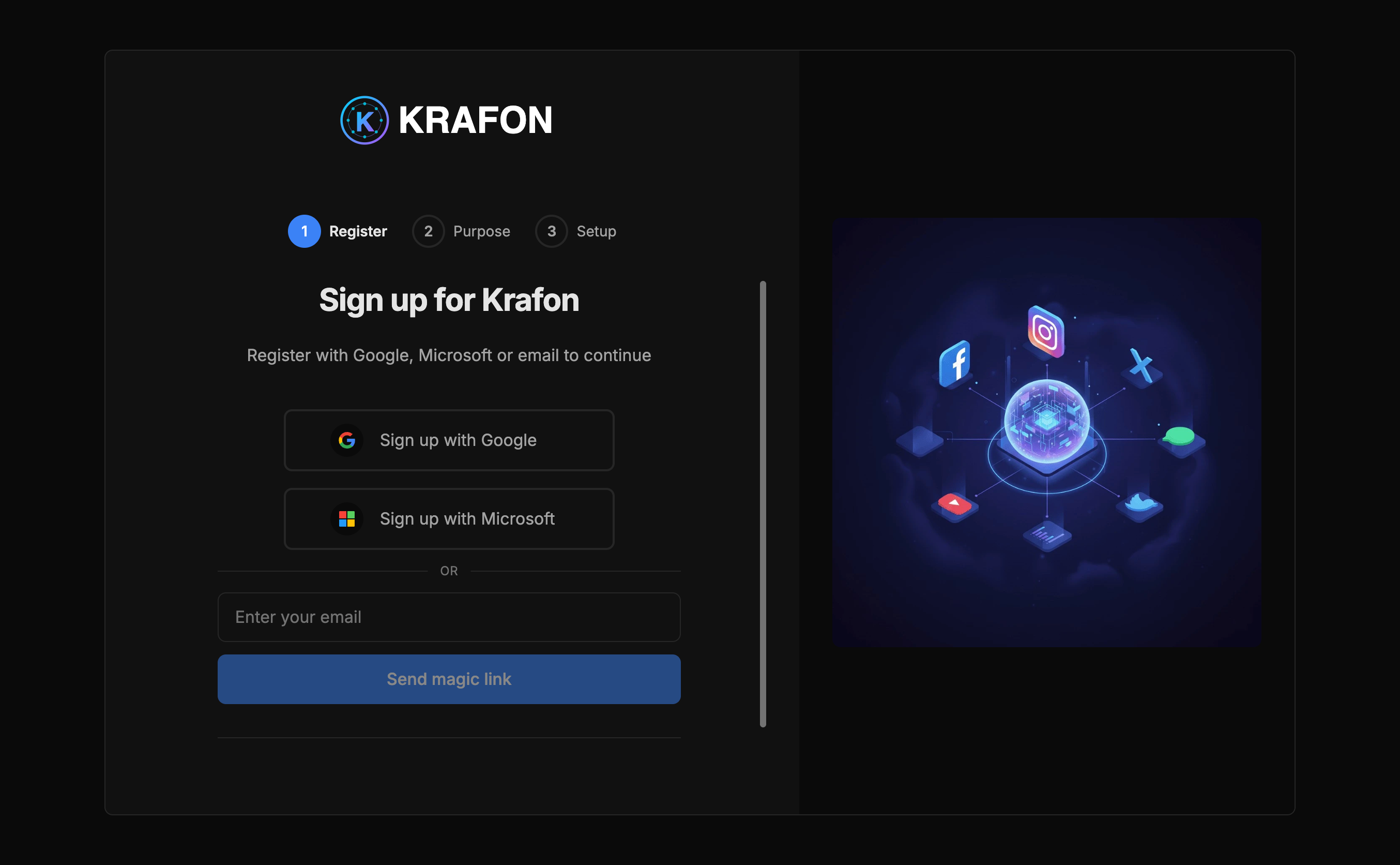 Krafon signup wizard