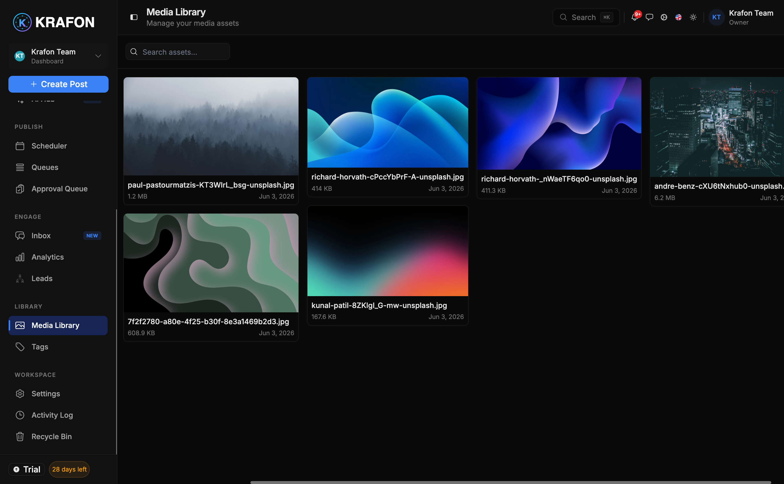 Media Library organized by content theme